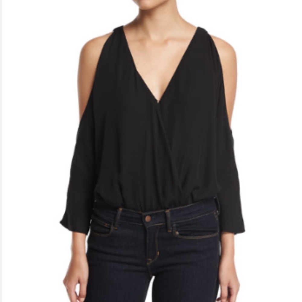 Joie Black Cold Shoulder Blouse Bodysuit NWOT